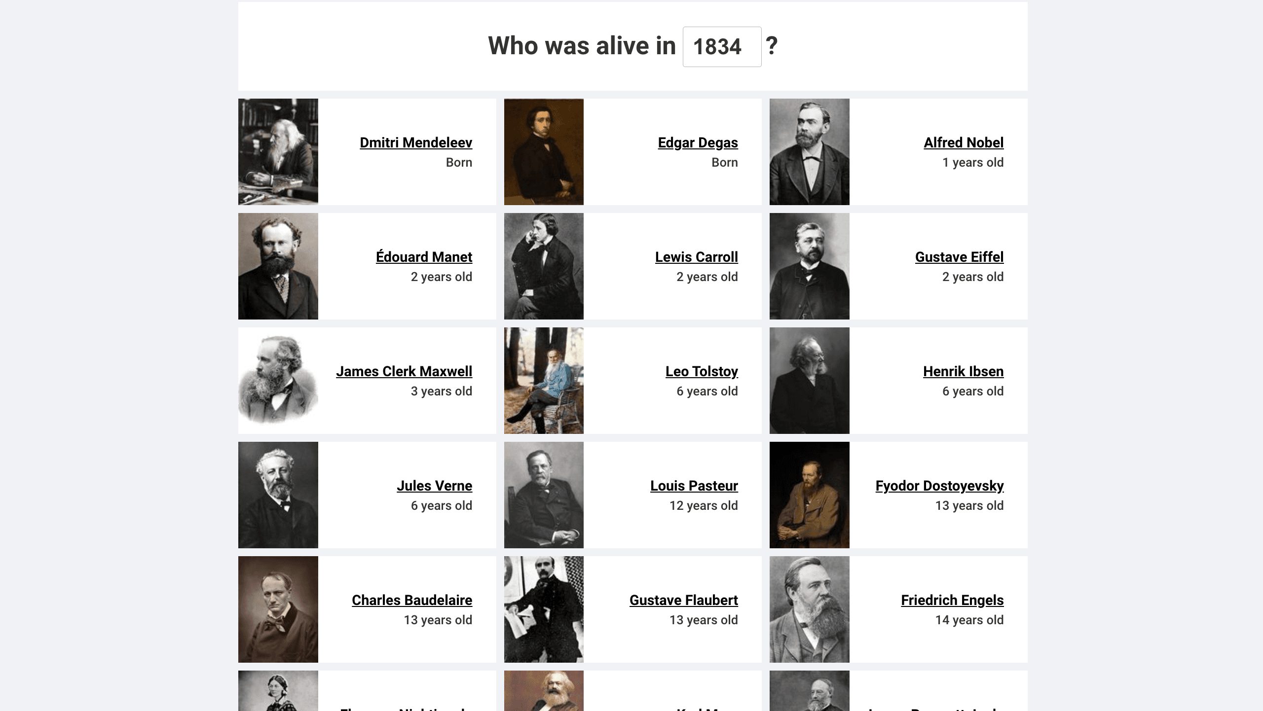 Neal.fun Who was alive game