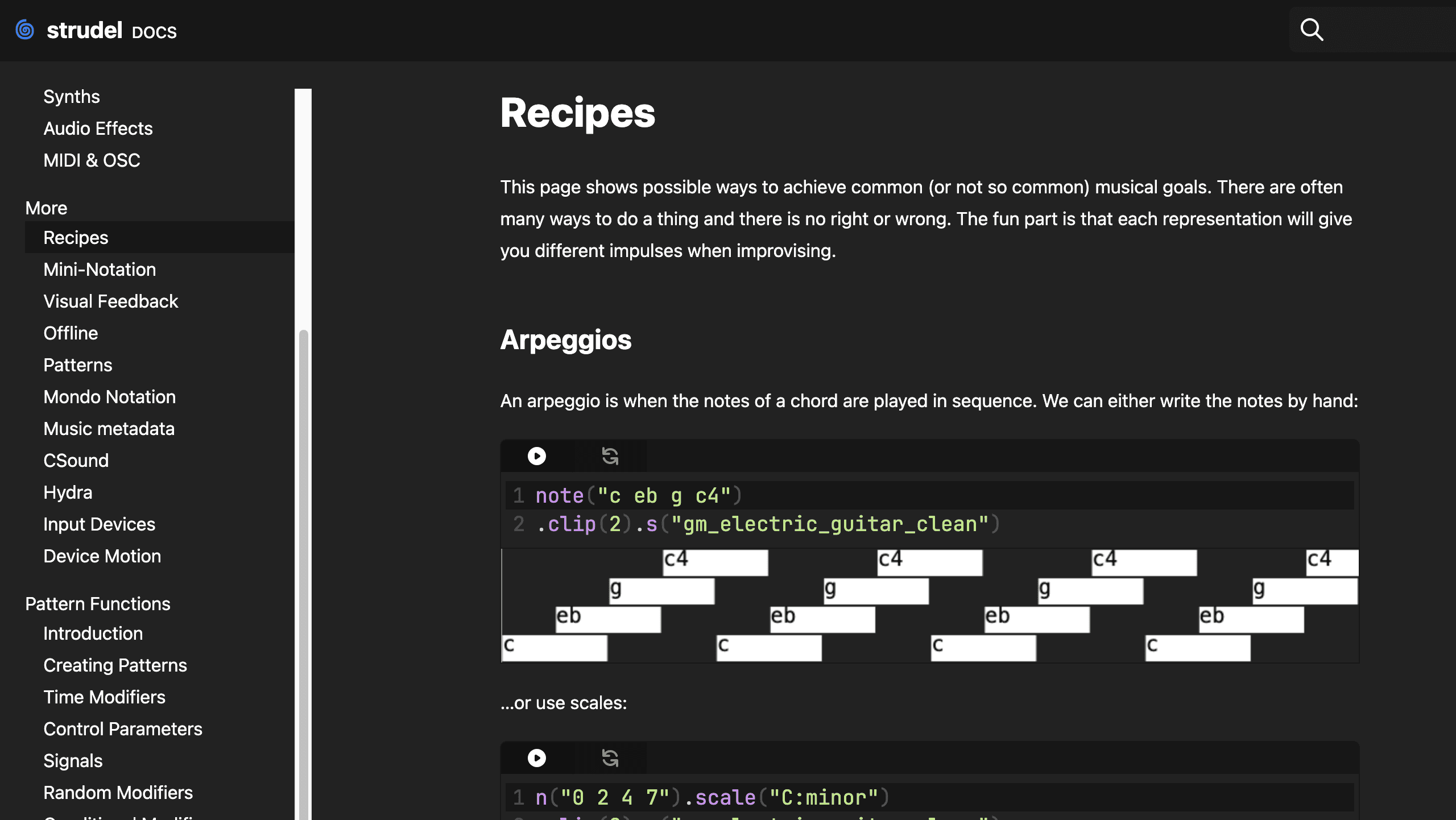 Strudel docs recipes