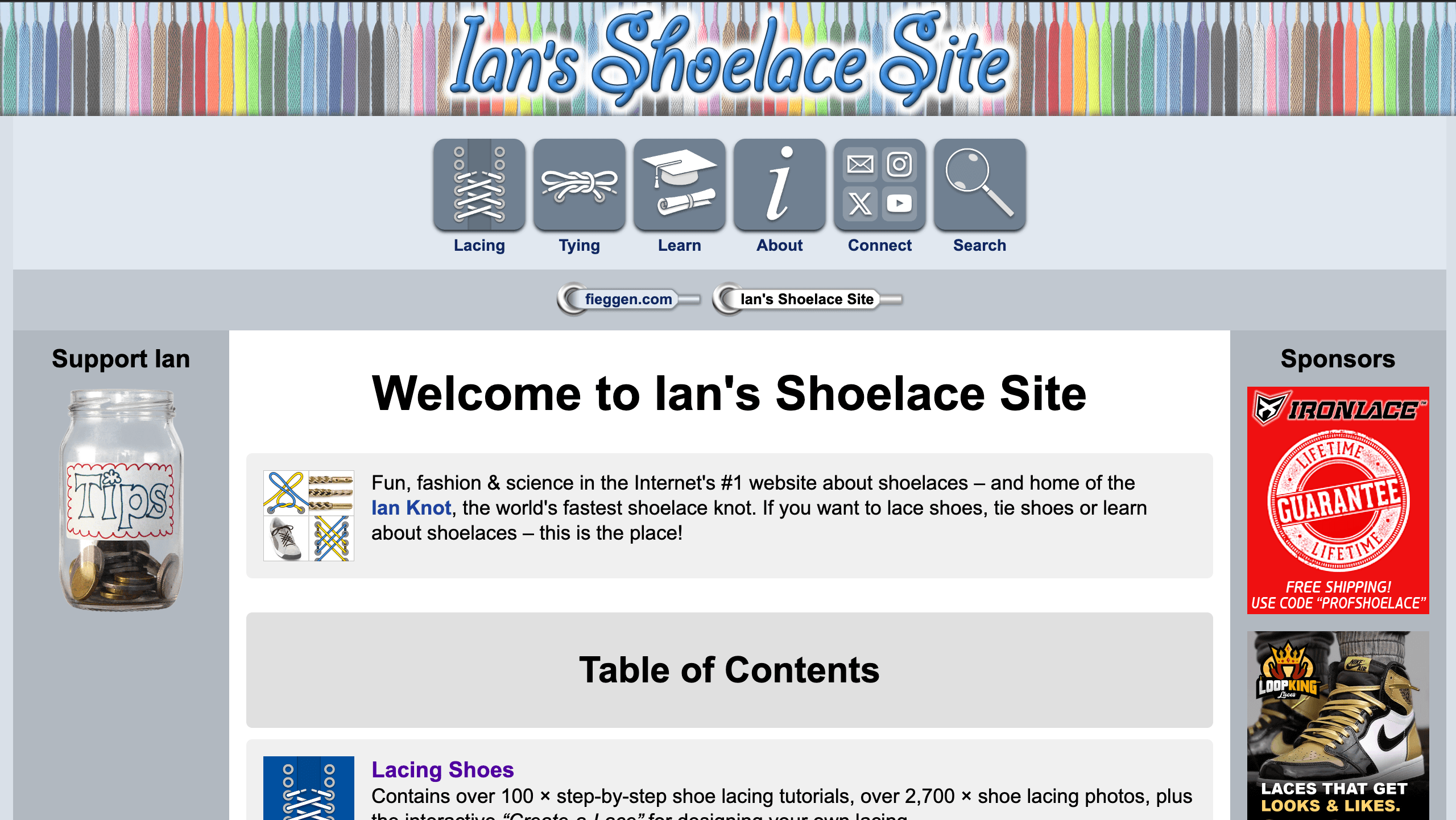 Ian's Shoelace Site
